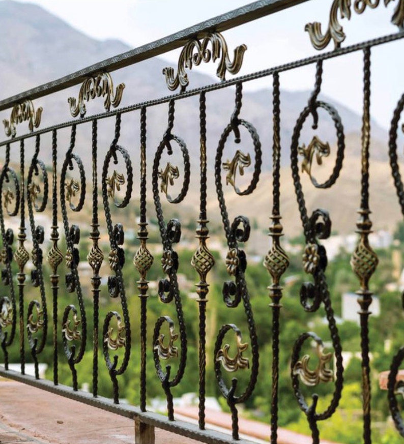 Black 2 Pairs Wrought Iron Stair Spindle Railing Handrail Balusters