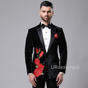 Rose gold and black prom suits best sale
