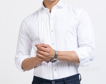 Men's White Pintex Tuxedo Shirt | Formal Dress Shirt