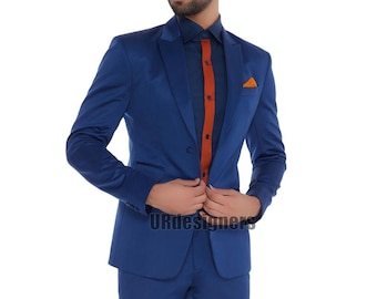 Party Special Royal Blue Slim Fit Suit For Men For Wedding Party, Gift, Cocktail Party, Men's Gift, Christmas, New Year
