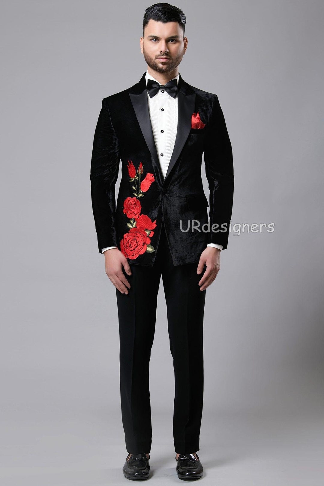 Casual Blazer Black Blazer With Red Roses Valentine Red Rose