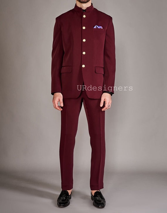 Maroon Dupion Readymade Jodhpuri Suit 204408