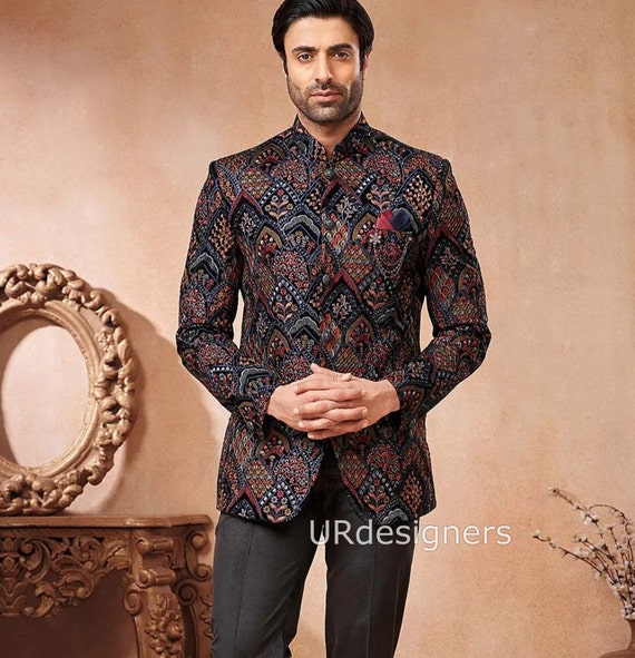 Printed jodhpuri suits hotsell