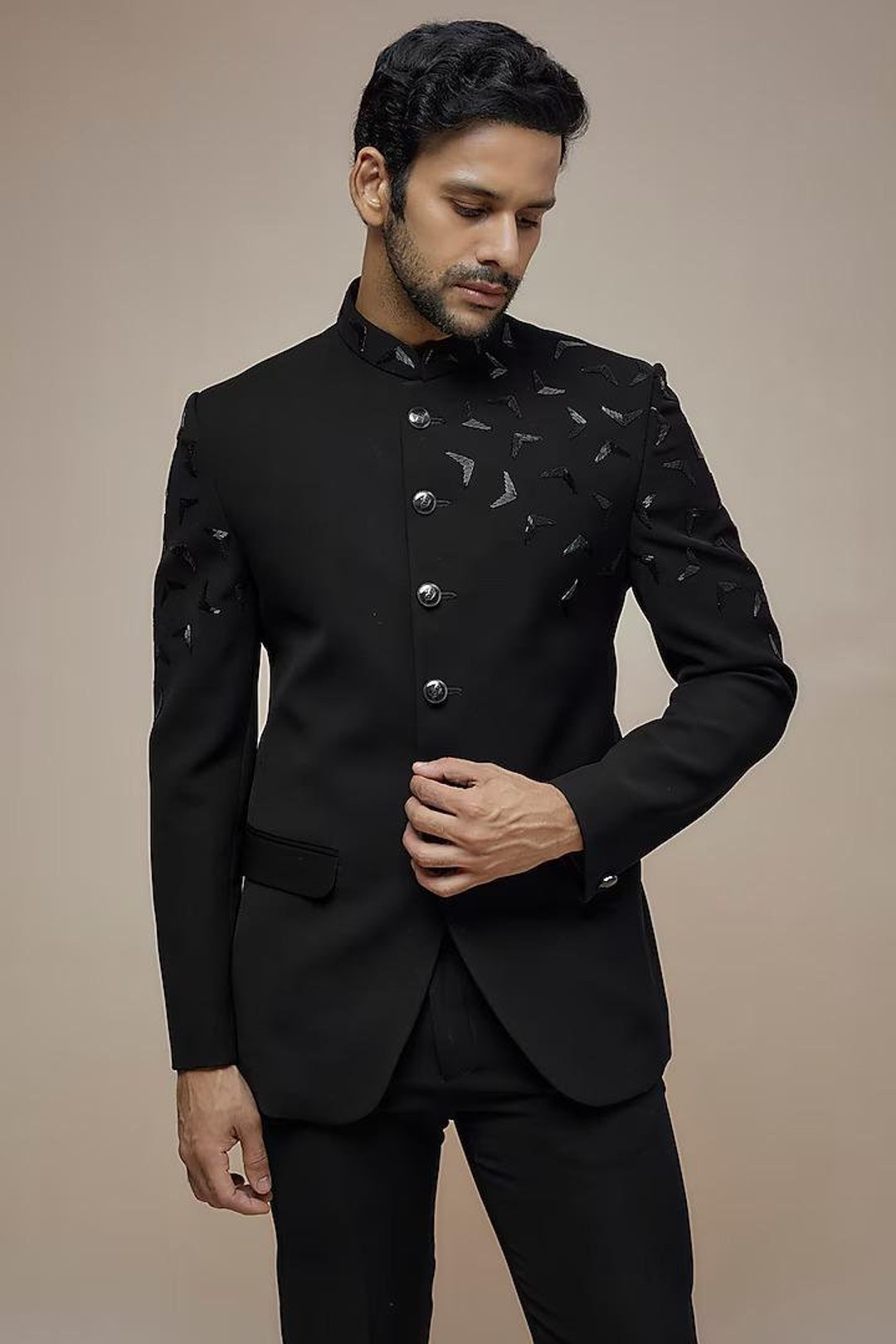 Buy Black Prince Jodhpuri Suit: Men's Slim Fit Italian Cut Armani