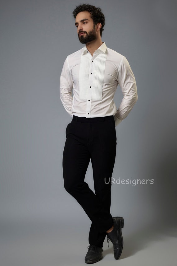 Las Mejores Ofertas En Camisas De Esmoquin Blancas Ajustadas Ra Hombre | EBay