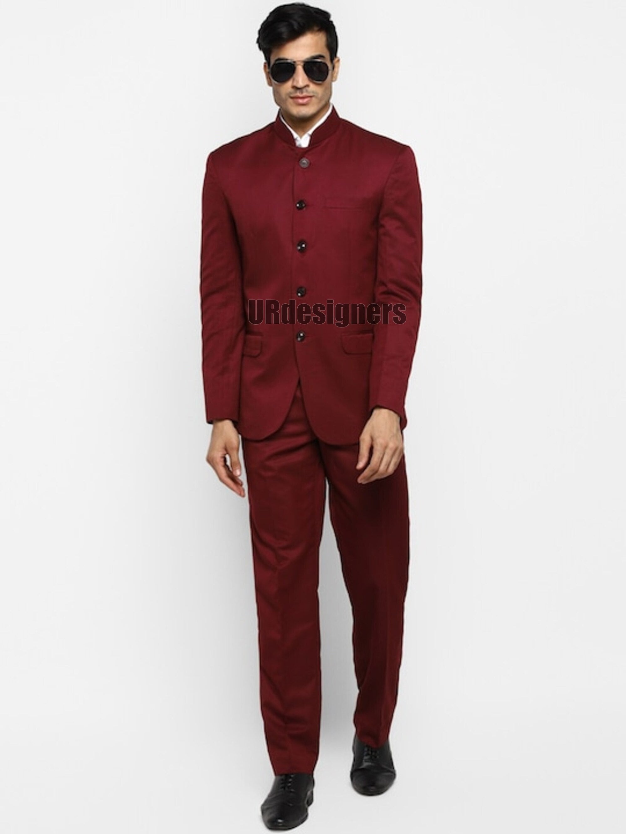 Slim Fit Maroon Jodhpuri Suit: Men's Reception Wedding Outfit