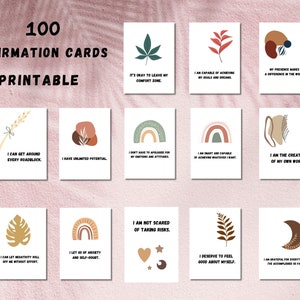 100 Cartes d'affirmation Boho, affirmations imprimables, pont d'affirmation Boho, cartes de motivation, cartes de manifestation