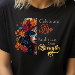 Dia Los Muertos T-shirt Halloween 2023 jour des morts T-shirt crâne en sucre, chemise squelette Latina pour cadeau femme, fêter la vie