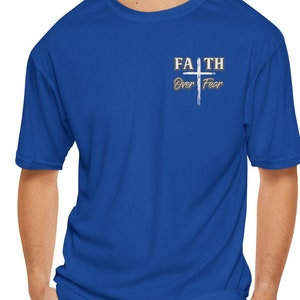 Christelijk T-shirt Faith over Fear, vochtafvoerend polyester