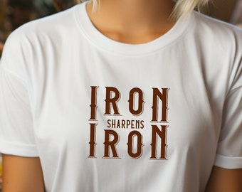 Christian Fitness Workout T-Shirt - Iron Sharpens Iron, Inspirational Scripture Gym Shirt for Men & Women, Motivational Faith Based Gift
