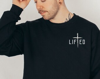 Christian Sweatshirt, Lifted Cross, Unisex Workout Sweater