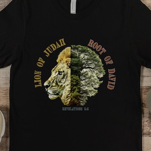Lion of Judah Graphic Shirt for Christian Men, Jesus Bible Verse Crewneck T-Shirt, Religious Graphic Tees