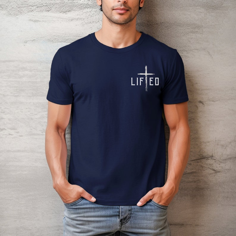 Kristna kläder för män, tränings-T-shirt med slagord, kristna t-shirts, kristna gåvor för honom, kristen skjorta för Jesusälskare, beslutsamhet Crewneck Navy