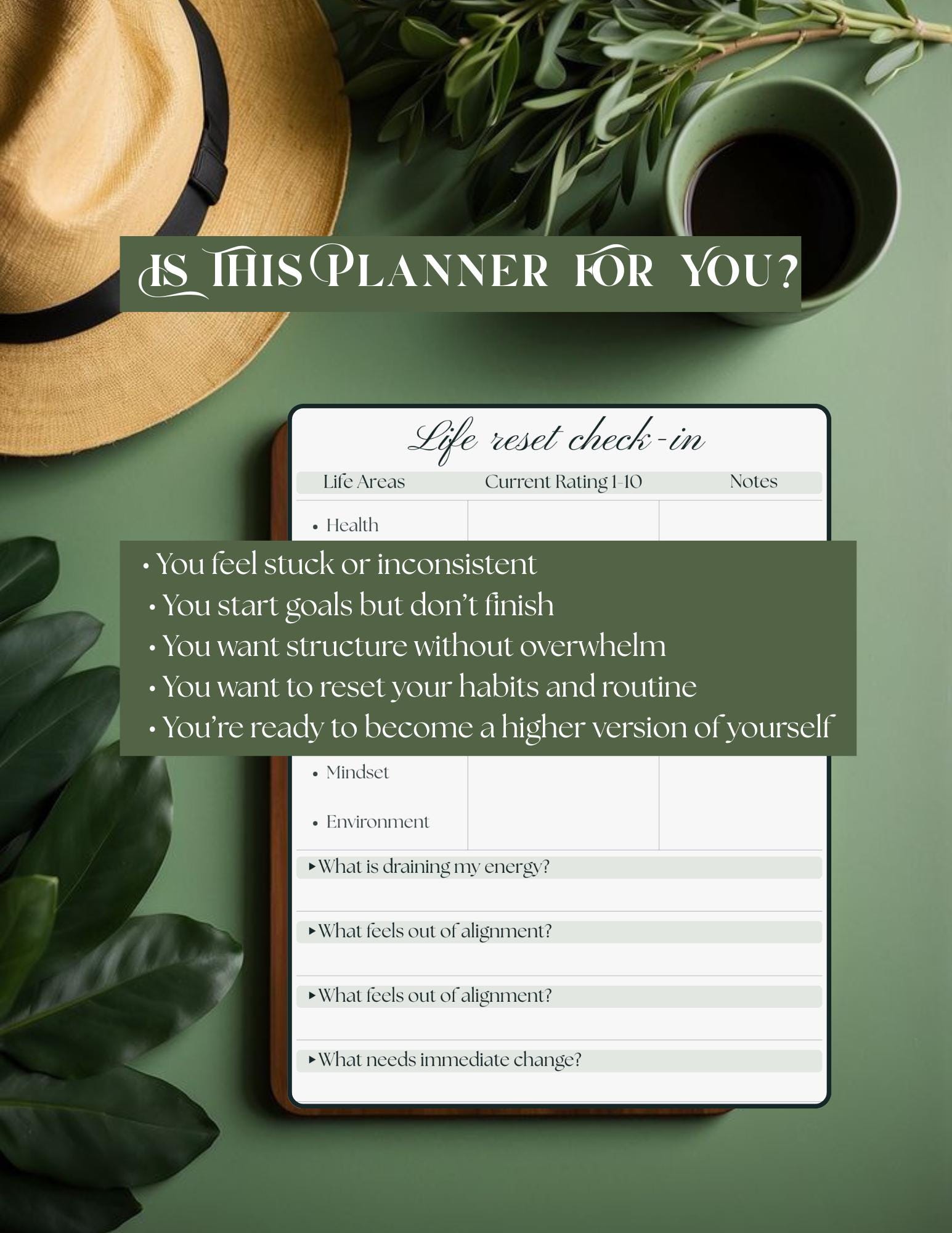 90 Day Life Reset Planner | 12 Week Transformation Workbook | Habit ...