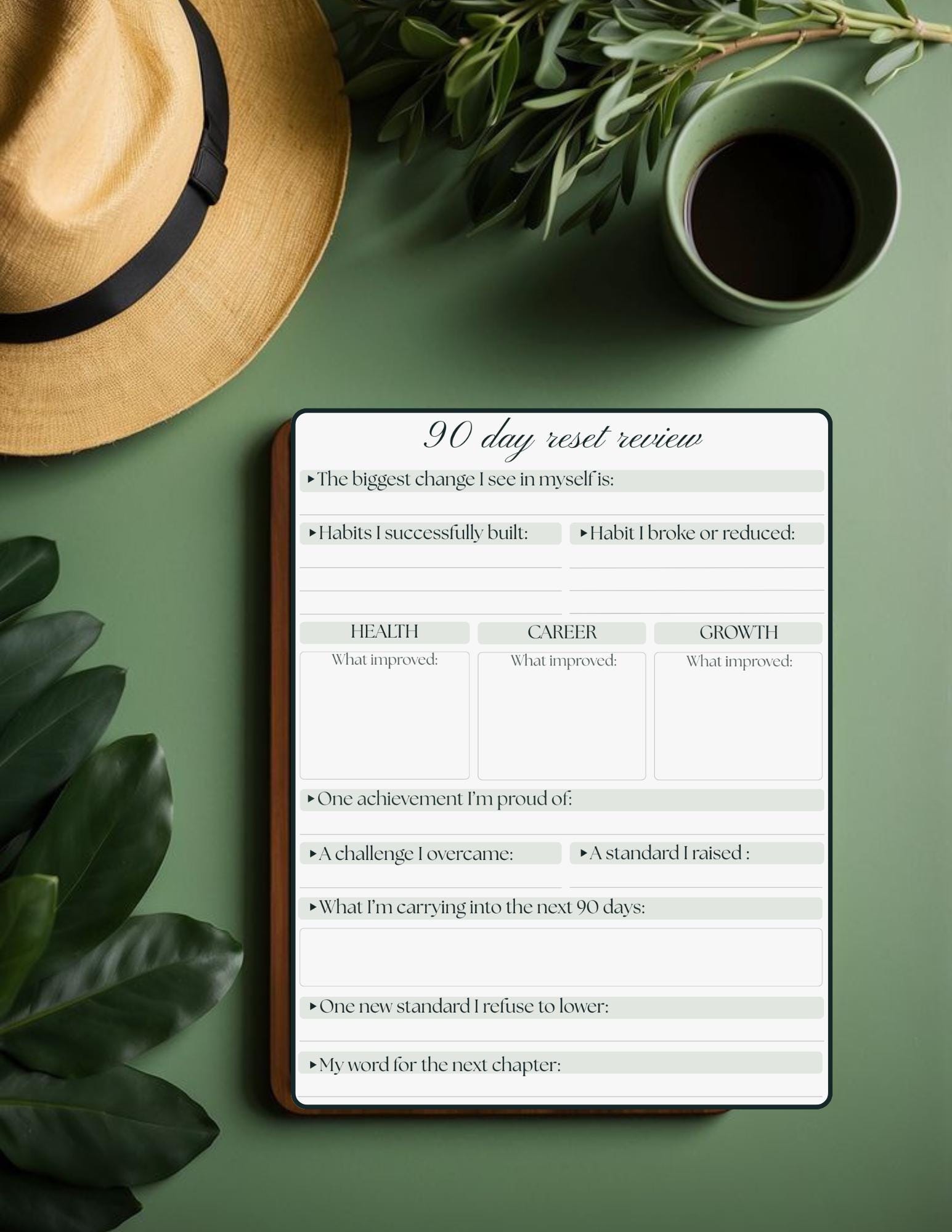 90 Day Life Reset Planner | 12 Week Transformation Workbook | Habit ...