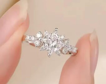 Aisha - 1  Carat princess cut Moissanite 925 Sterling Silver engagement/wedding ring