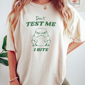 Don&#39;t Test Me Meme Shirt Vintage Frog T Shirt Retro Cartoon Shirt Frog Sweater Weird Shirts Frog Art T Shirt Unisex Shirt Aesthetic Graphic