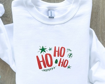 Embroidered Christmas Sweatshirt Ho Ho Ho Santa Unisex Sweatshirt Trending Sweatshirt Santa hohoho Shirt Christmas Crewneck Embroidered