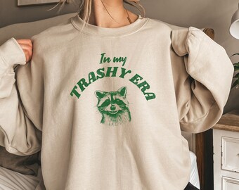 In My Era Raccoon Shirt Sweater Raccoon Sweatshirt Weird Art Meme Sweater Trash Panda Funny Shirt Trendy Crewneck y2k Top Witty Shirts