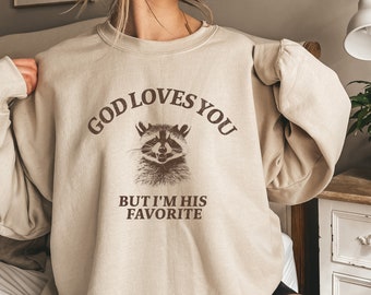 Funny Raccoon Sweatshirt: Ironic Meme, Trash Panda Sweater