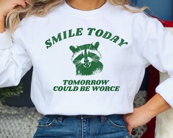 Vintage Raccoon Sweatshirt: Funny Sarcastic Meme Shirt