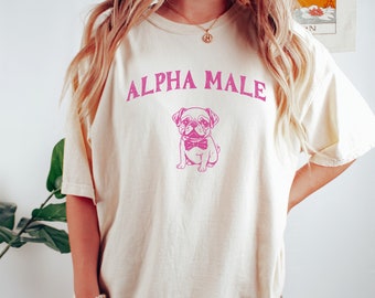Alpha Male Pug T-Shirt: Funny Animal Tee, Y2K Top