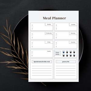 Meal Planner, Printable Meal Planner, Menu Planner, Meal Planner Template, Digital Meal Planner, Grocery List, Instant Download