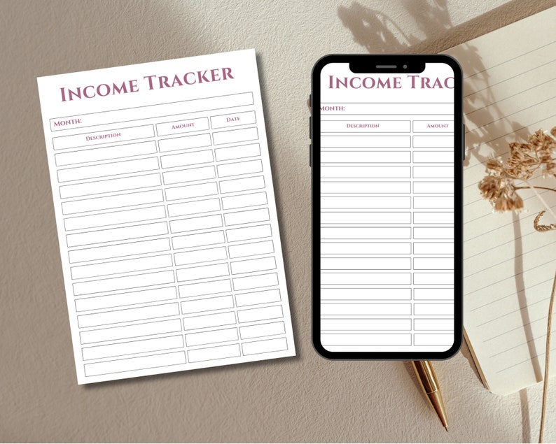 Income Tracker, Printable Income Planner, Income Journal, Income Template, Finance Planner ...