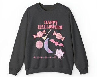 Halloween Crewneck Sweatshirt, Halloween Sweatshirt, Trick or Treat Sweatshirt, Gift for Her, Halloween Trending Gift, Pastel Halloween
