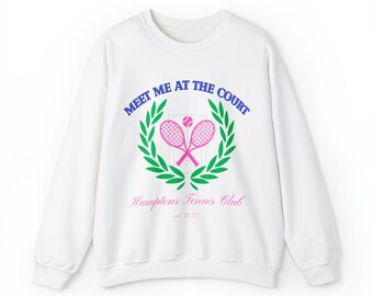 Hamptons Tennis Club Sweatshirt, Hamptons Tennis Crewneck, Cute Hamptons Shirt, Sweatshirt Athletic Sweater, Tennis Crewneck, Gift for her