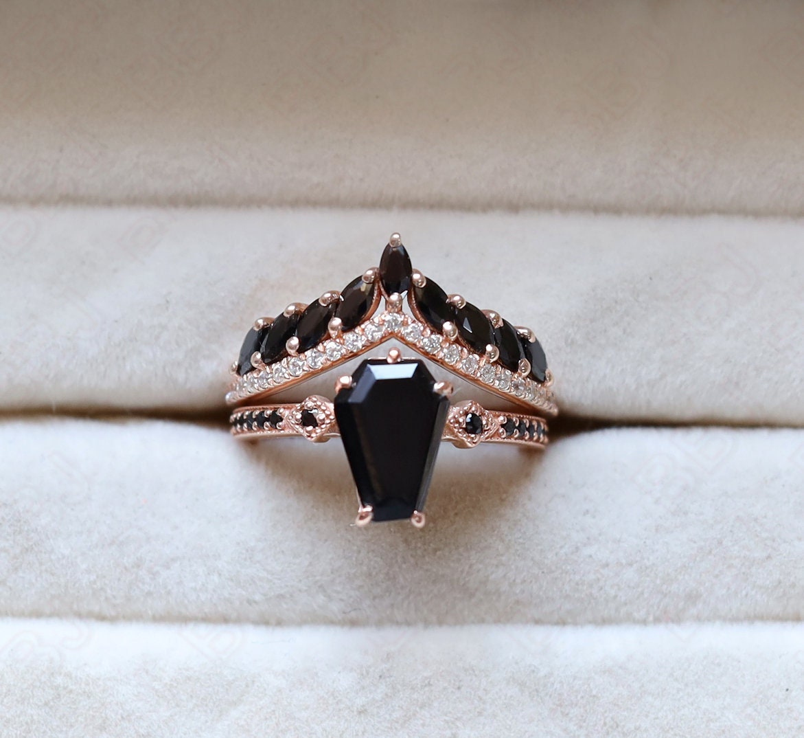 925 Sterling Silver Coffin Ring – Natural Black Onyx, All Sizes, Handmade Gemstone Jewelry