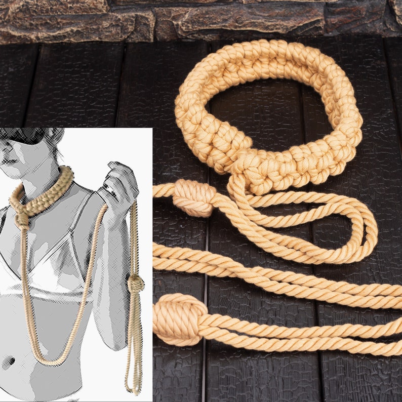 Shibari Restraint Rope Collar Handmade Bondage Gear for Etsy