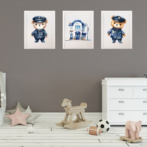 Lote de carteles de osos policías para decoración de habitaciones de bebé y niño