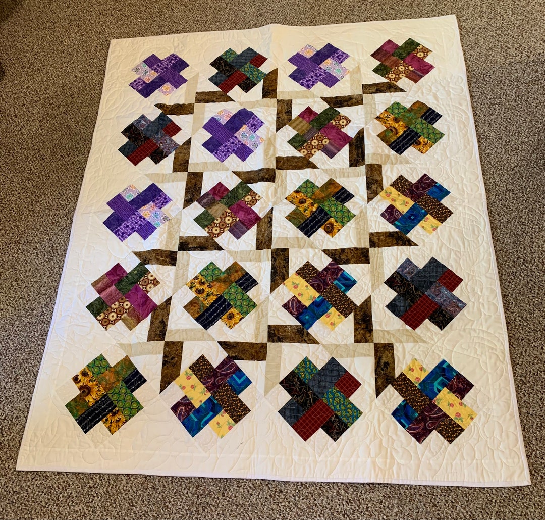 Handmade Scrappy Throw Quilt - Etsy