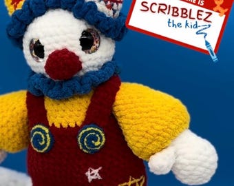 OOAK XL Crochet Clown Plushie: Kidcore Circus Stuffed Toy