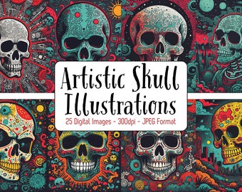 Skull Art Digital Paper | Skull Prints, Patterns, Backdrops, Craft Paper, Printable Download, Junk Journals Scrapbooking Keith Haring 300dpi
