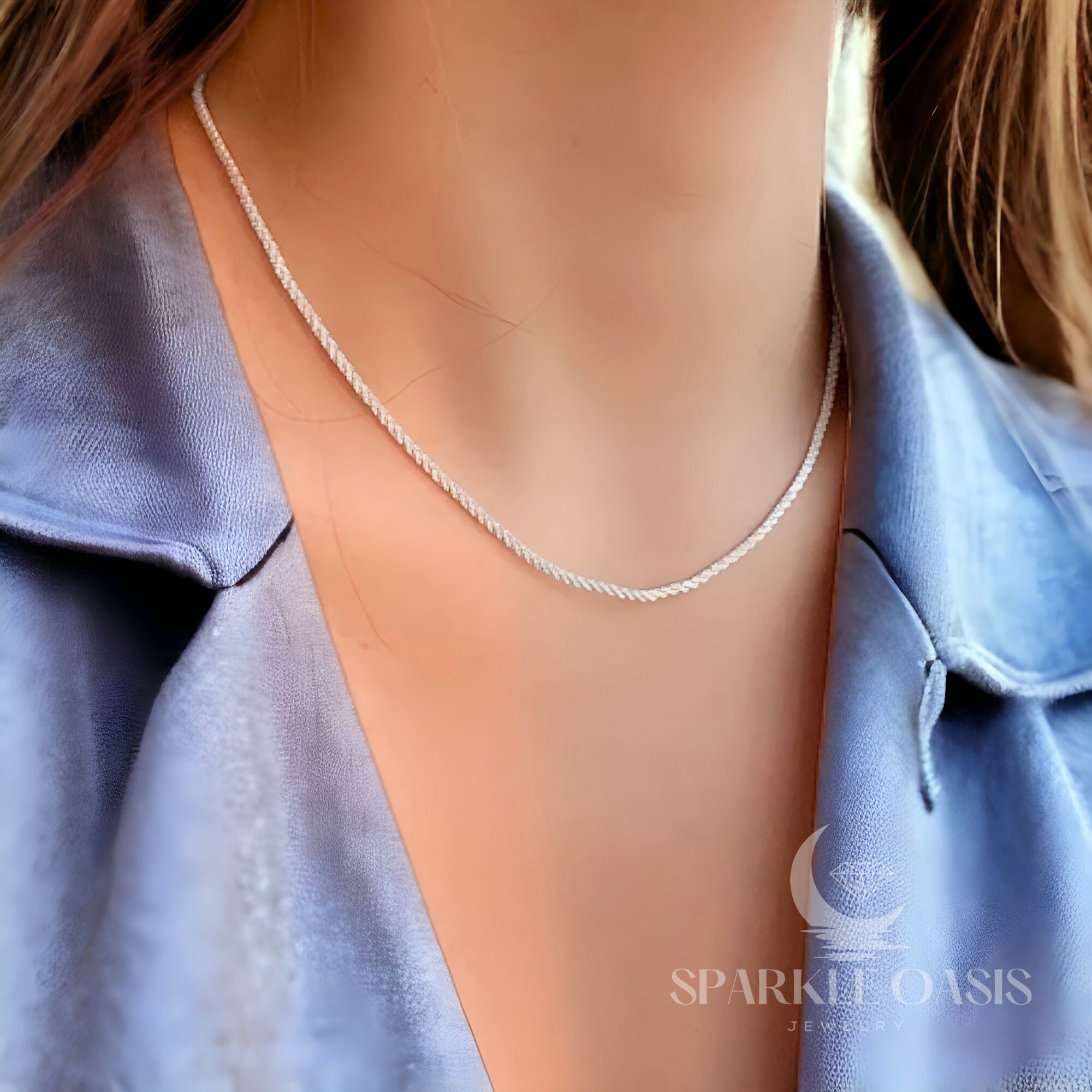 Silver Sparkling Necklace Gypsophila Silver Necklace Etsy UK