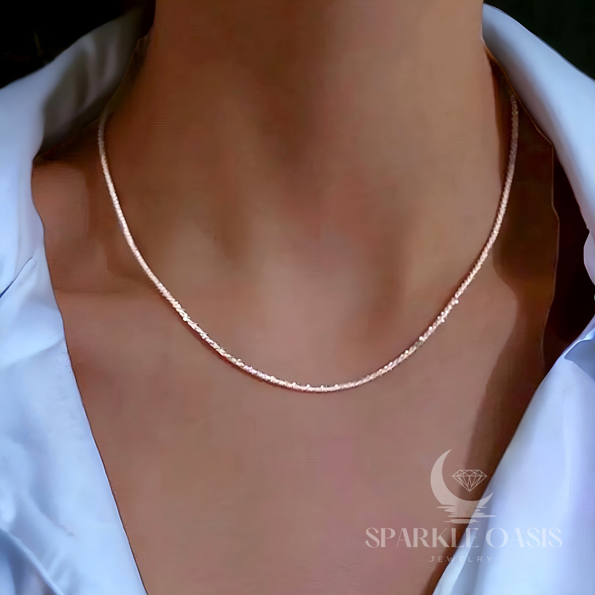 Silver Sparkling Necklace Gypsophila Silver Necklace Etsy UK