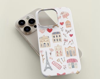 Paris Phone Case Travel Itinerary Collage Phone Case Coquette Parisian Summer Phone Case Protective Watercolor Design iPhone Cover