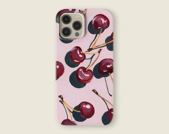 Cherry Phone Case Mobile Cover Pink iPhone Phone Case Disco Fruit Pattern Mobile Device Phone Accessory Pink Design Cherry Case iPhone