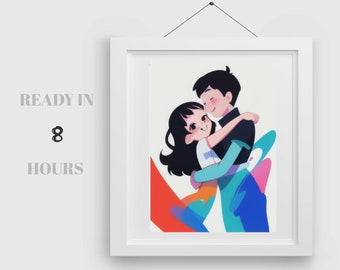 Custom Portrait Illustration, Couple Portrait,Unique Present Illustration art, Cartoon Portrait From Photo, Digital Illustration,