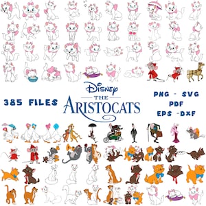 385 Files Aristocats SVG PNG Clipart Layered files for Cricut cutting print Instant Digital Download Clipart sublimation frozen Cats Paris