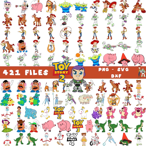 321 Archivos Toy Story SVG Bundle, Woody Svg Archivos para Cricut, Toy Story Png, Buzz Lightyear Svg para camisas