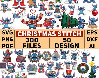 300+  Christmas stitch files, stitch svg, stitch bundle, stitch clipart, stitch png, lilo and stitch svg, christmas png, christmas