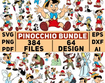 Pinocchio SVG Bundle | 64 Designs | Png Dxf Eps Pdf Ai Svg | Disney Clipart | Cricut Cut Files | T-Shirt Sublimation | Fairy Tale Vector