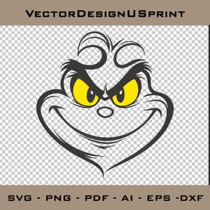 Grinch Face SVG PNG Grinch Christmas Grinch Clip Art SVG Ideal for Cricut Crafting Funny Grinch Svg Png