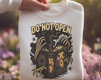 Halloween Do Not Open Spooky Book SVG, Gothic Horror Skeleton Hands, Creepy Halloween Decor Digital Cut File