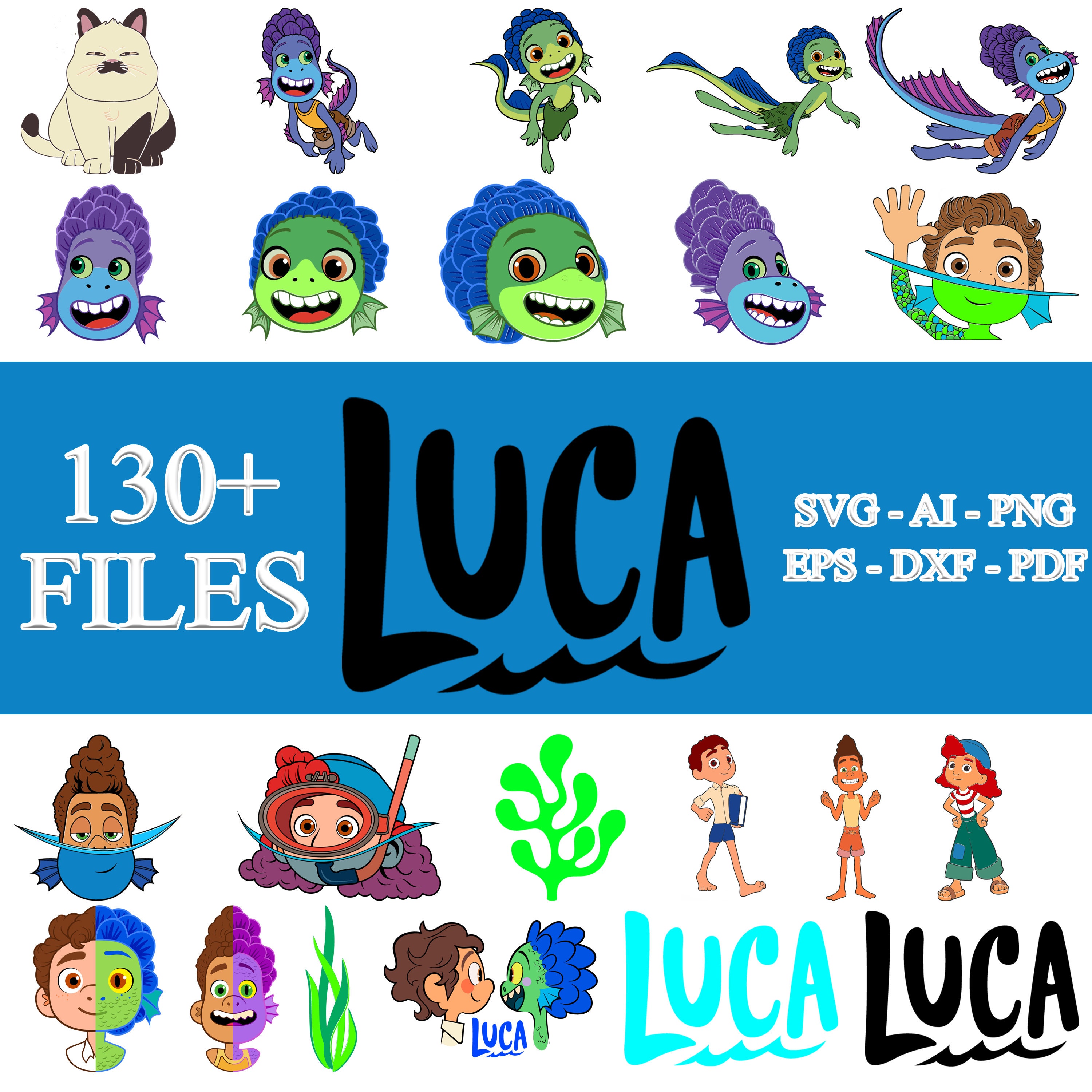 Luca Svg Clip art Files, Luca Paguro, Disneyland Ears, Digit