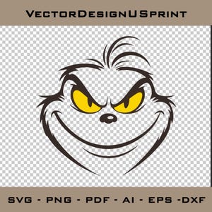 Grinch Face SVG PNG Grinch Christmas Grinch Clip Art SVG Ideal for Cricut Crafting Funny Grinch Svg Png
