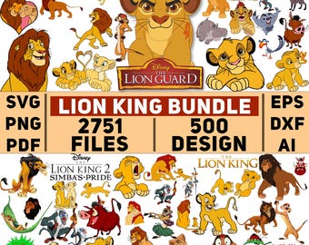 Pacchetto SVG da 2750 file de Il Re Leone, file SVG di Simba per Cricut, file PNG de Il Re Leone, file SVG di Hakuna Matata per magliette, download istantaneo di file SVG a strati